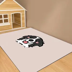 Cute cartoon dog print floor mat, soft and easy to clean area rug for living room.