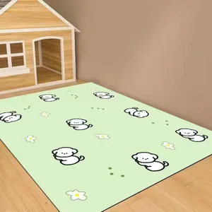 Cartoon cute puppy pattern green floor mat home living room anti-slip washable rug