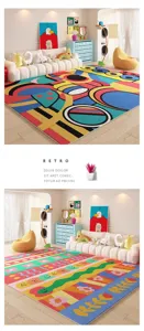Abstract geometric dopamine living room carpet, colorful area rug for home decor.