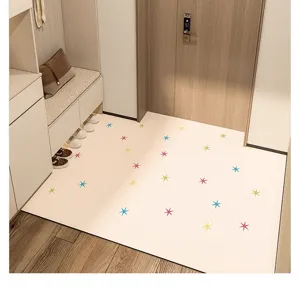Home entryway floor mat, anti-slip leather door mat, hallway PVC mat with colorful star patterns.