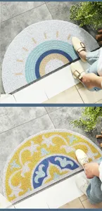 Half-circle doormat with anti-slip silk loop texture, perfect for home entryway and door use.