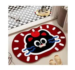 Tapis de bain en terre de diatomée cartoon, absorbant séchage rapide antidérapant salle de bain.