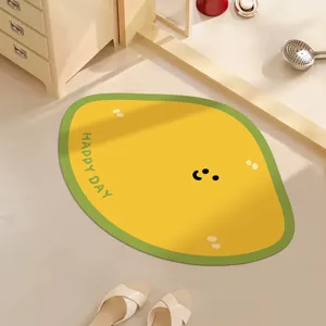 Niedliche Cartoon Diatomeenerde Badematte mit fröhlichem Gesicht Detail für Badezimmer.