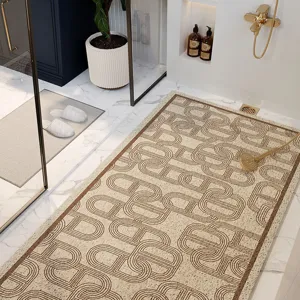 Wabi-sabi bathroom silk loop mat, anti-slip drain mat, easy clean geometric pattern detail.