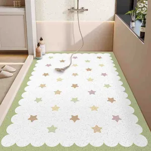 Vista dettagliata del tappetino da bagno antiscivolo fresco con motivo a stelle.