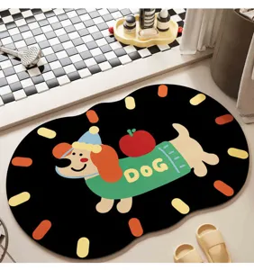 Tapis de bain en terre de diatomées dessin animé, absorbant antidérapant pour salle de bain.