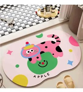 Tapis de bain en terre de diatomée de dessin animé, absorbant antidérapant pour salle de bain.