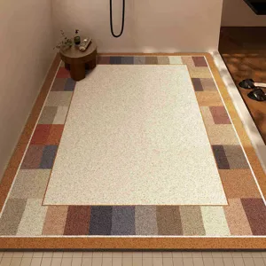 Alfombra de baño de estilo americano con patrón geométrico, antideslizante y fácil de limpiar.