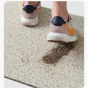 Durable PVC wire loop door mat for home entrance, anti-slip mud scraper floor mat for entryway.
