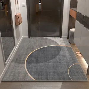 Tapis de sol antidérapant moderne pour entrée couloir tapis géométrique gris lavable maison