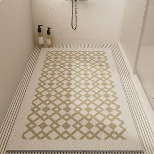 Creamy style bathroom anti-slip mat, cuttable hollow floor mat for shower room home use.