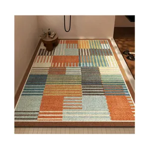 Alfombra con patrón geométrico para decoración moderna, felpudo antideslizante para baño y salón.