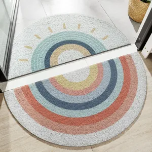 Half Circle Door Mat PVC Wire Loop Non-Slip Floor Mat Wear-Resistant Entrance Mat Home Decor Indoor Welcome Mat