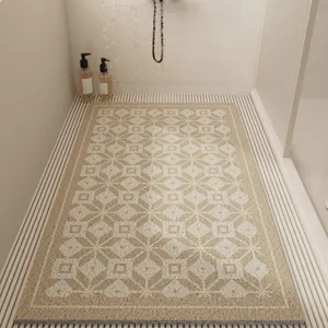 Cream style bathroom loofah mat, cuttable non-slip hollow foot mat for shower and toilet.