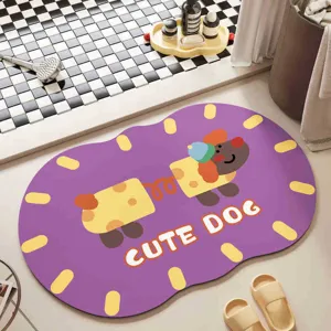Tapis de bain terre de diatomée cartoon absorbant séchage rapide antidérapant pour salle de bain.