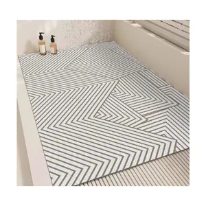Modern minimalist bathroom PVC wire loop floor mat, anti-slip and easy cleaning for shower.