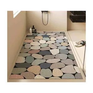 Modern pebble pattern bathroom floor mat anti-slip hollow drainage mat for shower room.