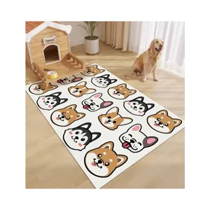 Cute cartoon dog PVC floor mat, anti-slip and easy to clean, perfect for home living room use.