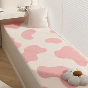 Roze koeienprint imitatie kasjmier erker kussen zacht gezellig balkon vloermat decor