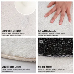 Zachte pluche imitatie kasjmier vloermat met antislip rug, absorberend en comfortabel voor thuis.