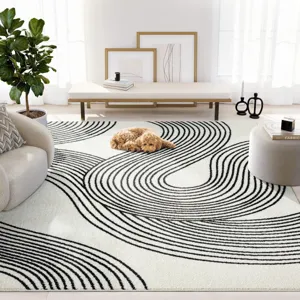 Modern Minimalist Geometric Lines Faux Cashmere Rug Non Slip Washable Bedside Living Room Area Carpet Home Decor