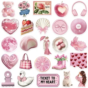 Pink aesthetic stickers cute waterproof vinyl sticker pack for laptop water bottle skateboard