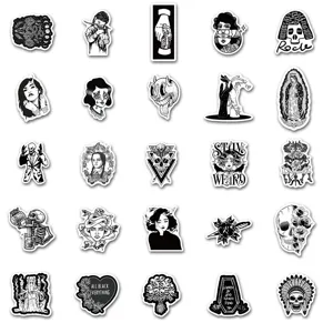 Autocollants graffiti punk gothique noir et blanc imperméables pour valise et ordinateur