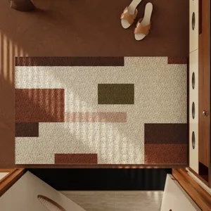 Retro PVC Silk Loop Door Mat Anti-Slip Dirt-Resistant Entrance Floor Mat Washable Wear-Resistant Home Hallway Decor