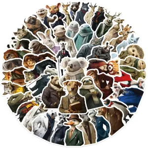 50pcs dapper animal portrait stickers cool suit dressed characters DIY laptop luggage decals