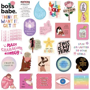 Wasserdichte Vision Board Aufkleber Set ästhetische Motivationssprüche für Flasche.