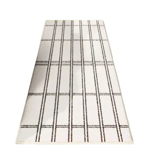 Cashmere-like striped bedroom carpet, soft modern runner rug for cozy home living room decor.