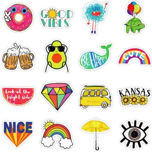 Cute cartoon doodle waterproof stickers set, aesthetic laptop and skateboard decals!