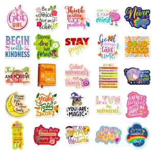 50pcs motivational English quote stickers aesthetic cute waterproof vinyl decals for laptop water bottle