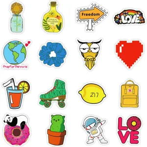 Cute aesthetic vinyl stickers pack waterproof decals for laptop water bottle decor set.