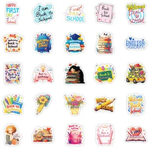 Back to school decorative waterproof sticker set featuring cute designs and phrases for kids.