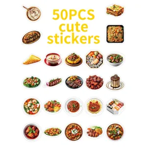 50pcs cute food stickers waterproof vinyl decals for water bottle laptop phone case decor