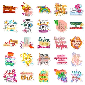 Motivational quote stickers set, waterproof vinyl decal pack for journal, laptop, and DIY crafts.