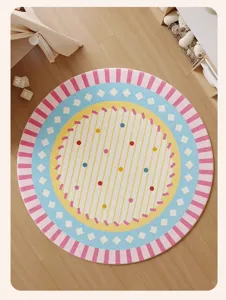 Alfombra redonda suave para niños con patrones geométricos coloridos, estera antideslizante para suelo.