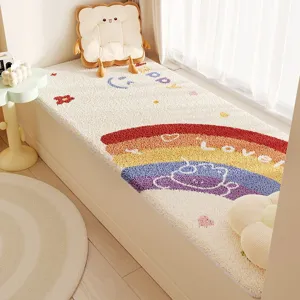 Cute Cartoon Rainbow Bay Window Mat Polyester Printed Floor Mat Living Room Bedroom Non-slip Decorative Home Rug