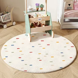 Tappeto Tondo Minimalista Nordico Imitazione Cashmere Morbido Assorbente Tappetino per Soggiorno Camera da Letto Decorazione