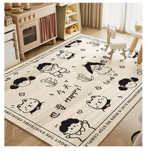 Bonita alfombra de dibujos animados, suave terciopelo cristal, antideslizante lavable infantil.