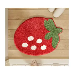 Alfombra de baño en forma de fresa absorbente antideslizante linda alfombra de fruta