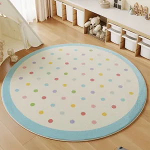 Minimalist Round Area Rug Soft Imitation Cashmere Carpet Cute Geometric Floral Living Room Mat