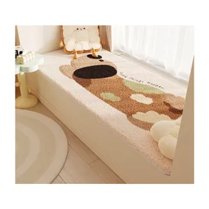 Cute cartoon bay window mat fluffy plush puppy pattern soft balcony home decor cushion mat
