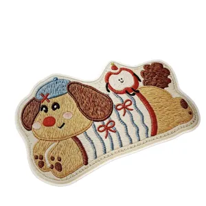 Cute cartoon dog print diatomite bath mat anti-slip absorbent soft floor rug for bathroom