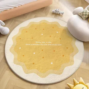 Cute round cookie shaped area rug for living room or kids room cozy imitation cashmere floor mat.