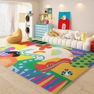 Colorful Dopamine Living Room Carpet Modern Non-Slip Crystal Velvet Sofa Floor Mat.