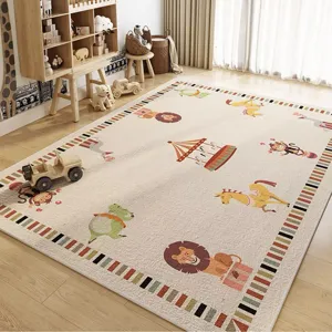 Bonita alfombra infantil de dibujos animados, terciopelo suave, alfombra de salón resistente.