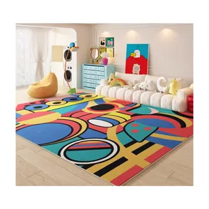 Colorful dopamine living room rug anti-slip crystal velvet carpet for home decor