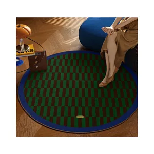 Alfombra redonda minimalista de estilo mediados de siglo para sala, alfombra de terciopelo.